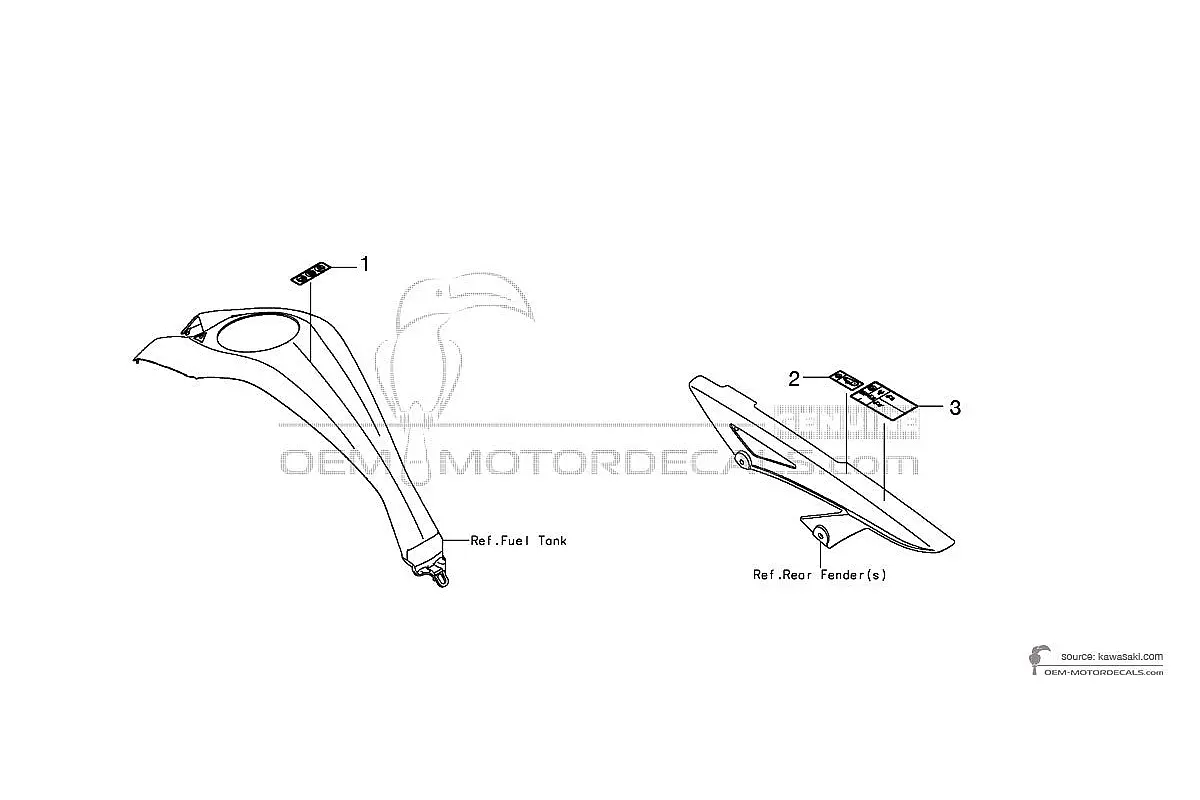 Aufkleber für Kawasaki Z1000 - Vorsichtsetiketten • Kawasaki OEM-Aufkleber