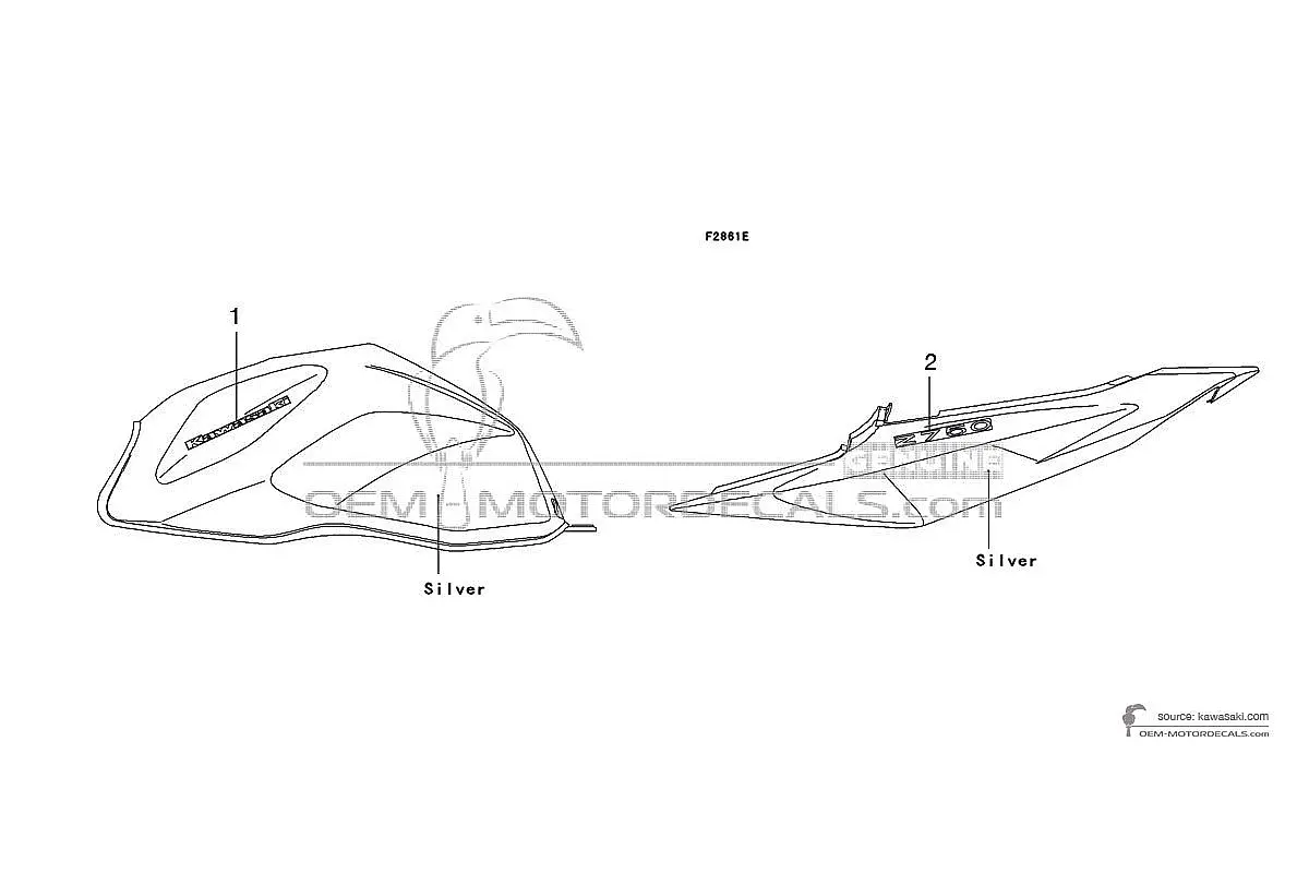 Decals for Kawasaki Z750 2005 - Silver • Kawasaki OEM Decals
