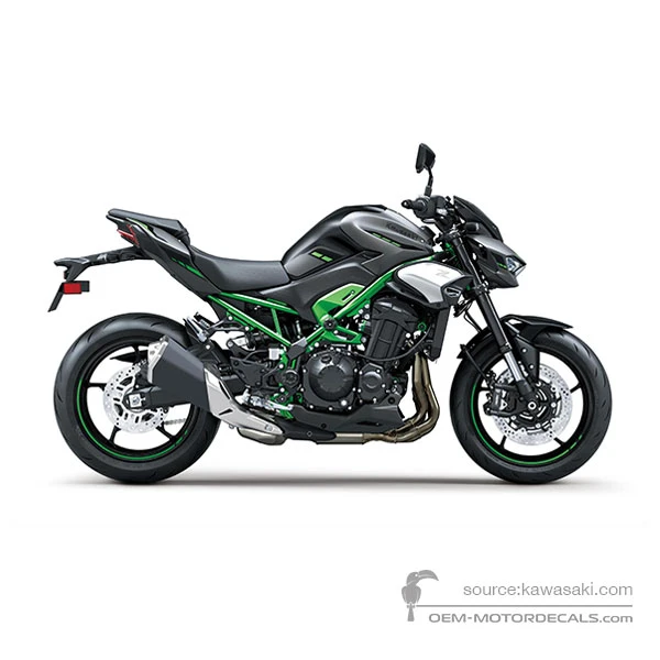 Stickers voor Kawasaki Z900 | ZR900 2025 - Zwart Groen • Kawasaki OEM Stickers