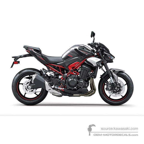 Naklejki do Kawasaki Z900 | ZR900 2025 - Szaro Czerwony • Kawasaki Naklejki OEM