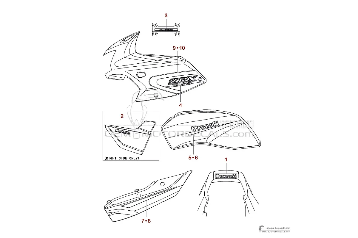 Decals for Kawasaki ZRX1200S 2002 - Blue • Kawasaki OEM Decals