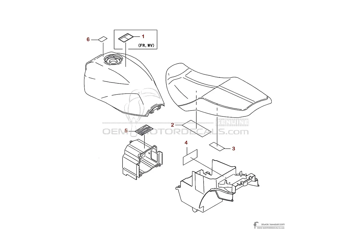 Pegatinas para Kawasaki ZRX1200S | ZR1200 2001 - Etiquetas de precaución • Kawasaki Pegatinas OEM