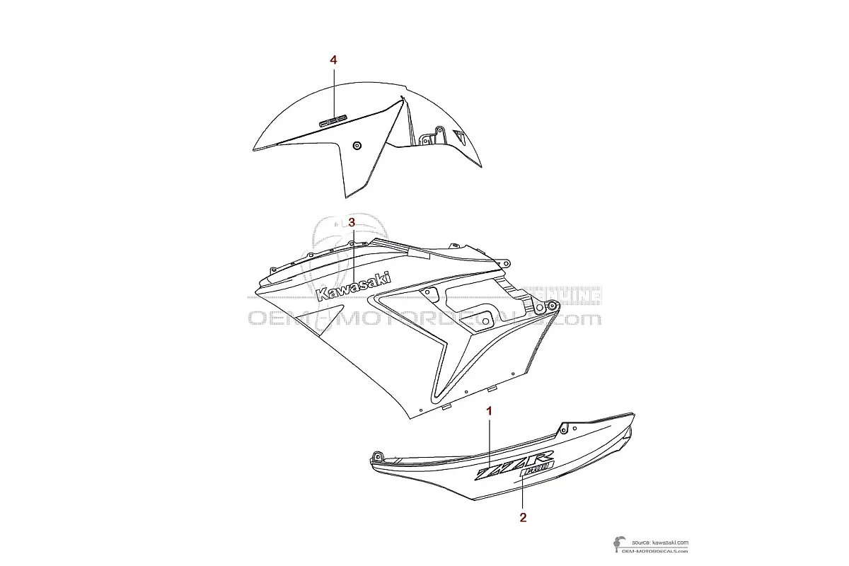 Aufkleber für Kawasaki ZZR1400 2007 - Schwarz • Kawasaki OEM-Aufkleber