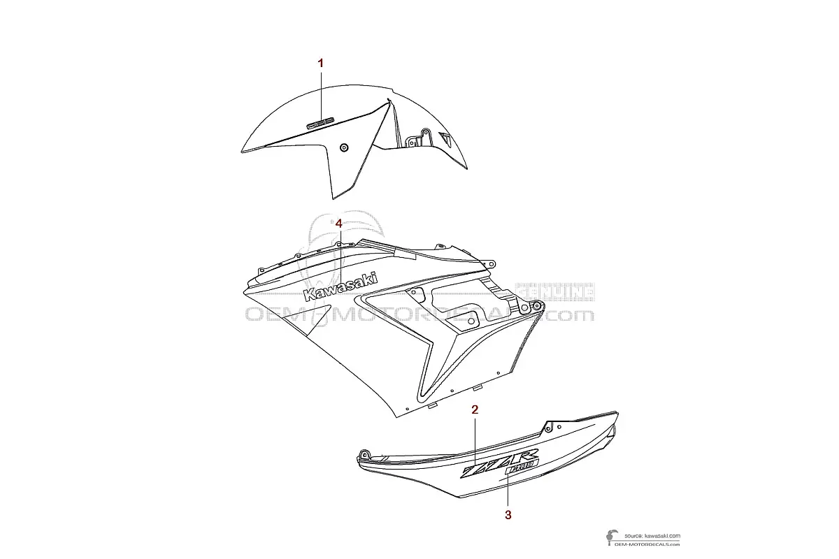 Naklejki do Kawasaki ZZR1400 2008 - Srebrny • Kawasaki Naklejki OEM