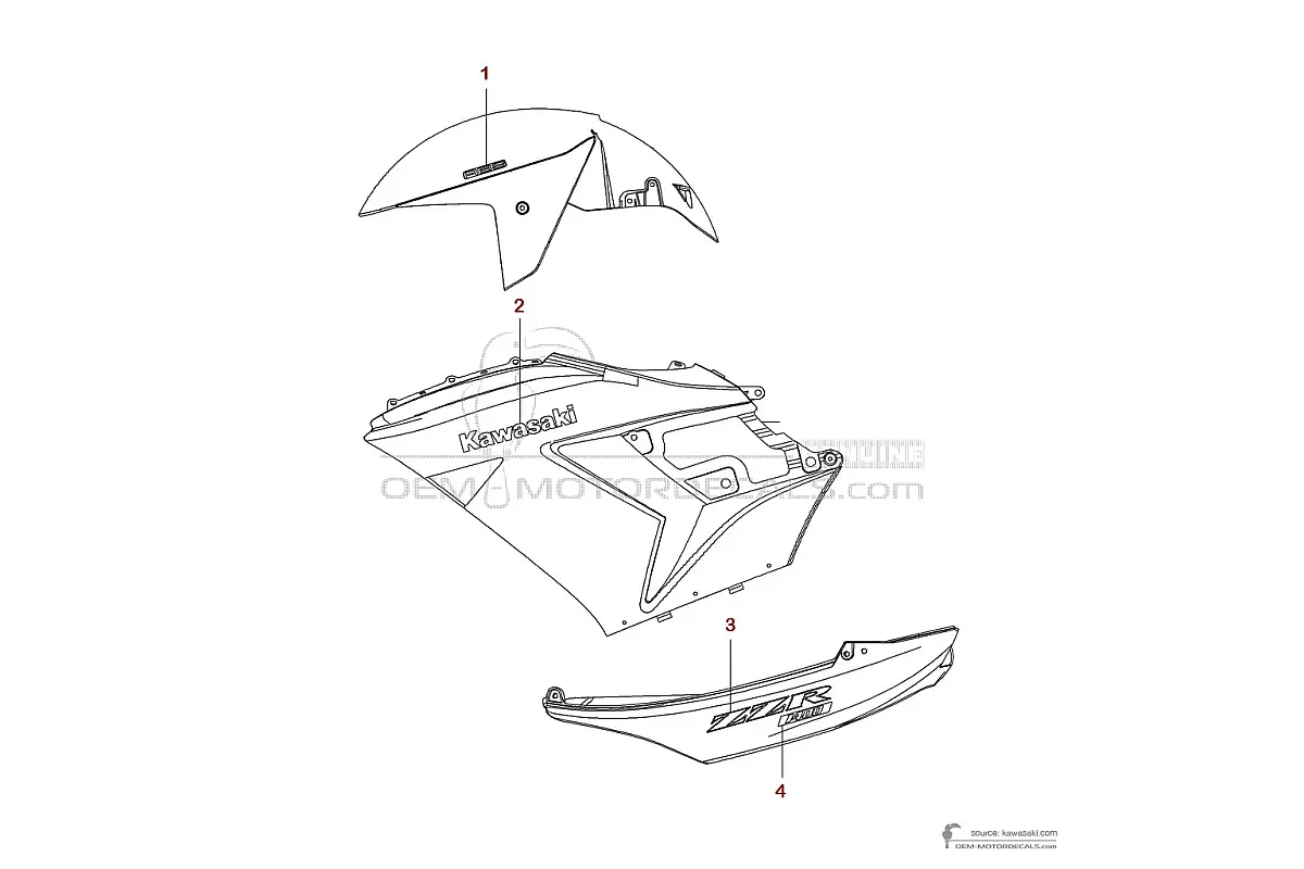 Decals for Kawasaki ZZR1400 2010 - Black • Kawasaki OEM Decals