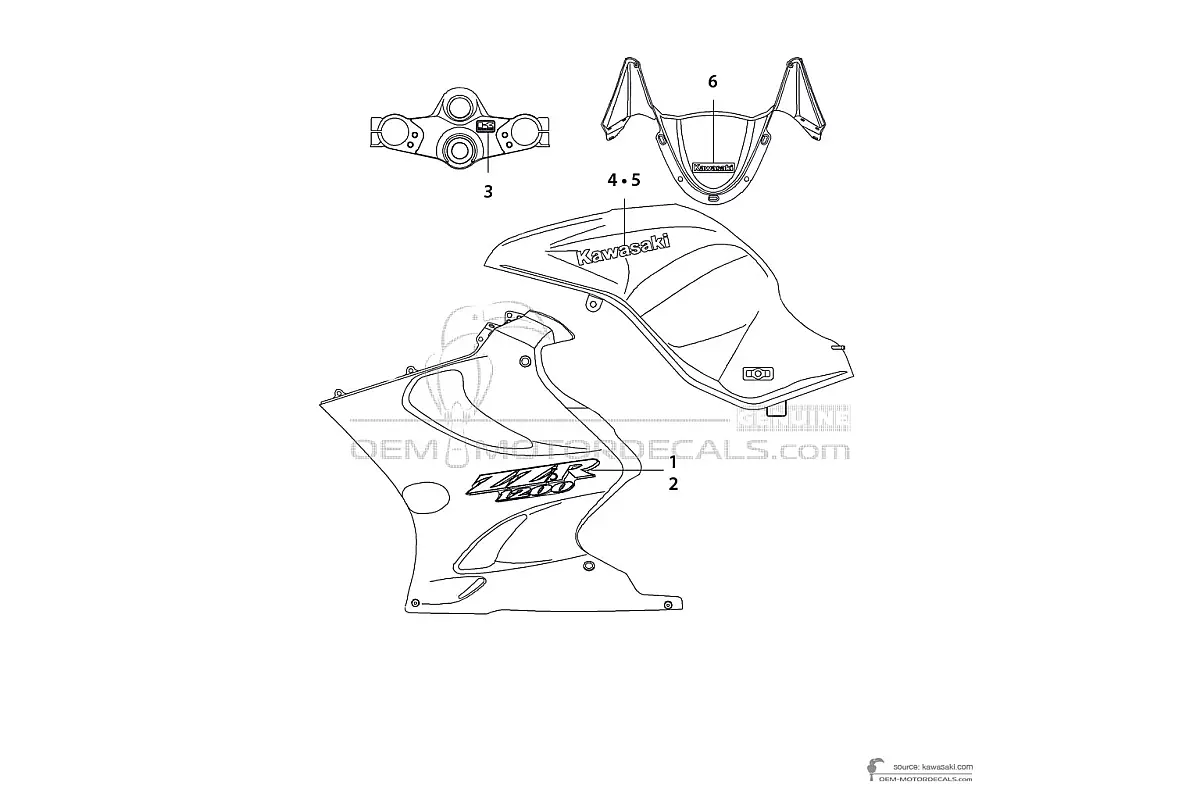 Aufkleber für Kawasaki ZZR1200 2005 - Blau • Kawasaki OEM-Aufkleber