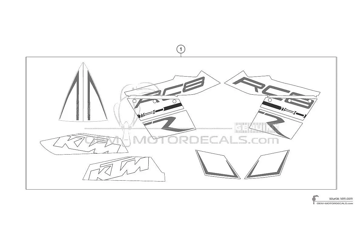 Autocollants pour KTM 1190 RC8 R 2011 - Blanc • KTM Autocollants OEM