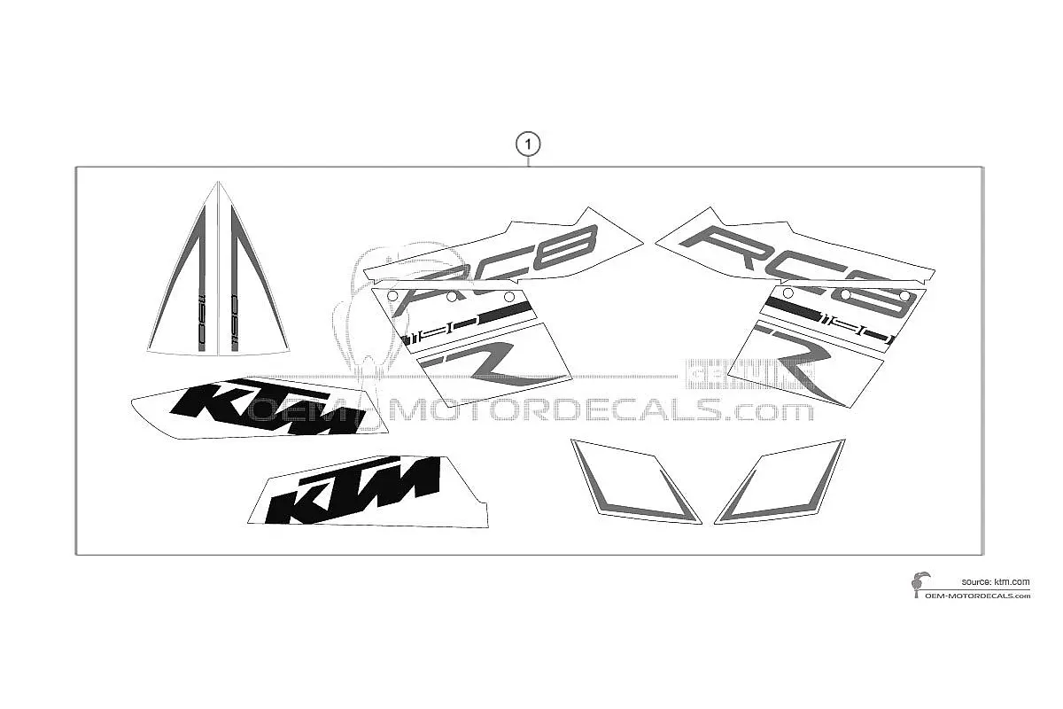 Decals for KTM 1190 RC8 R 2012 - Black • KTM OEM Decals