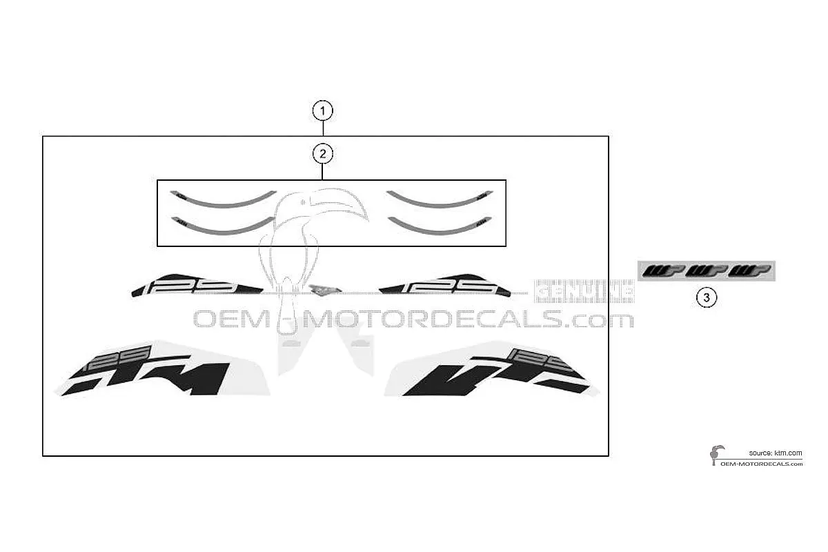 Pegatinas para KTM 125 DUKE 2018 - Blanco • KTM Pegatinas OEM
