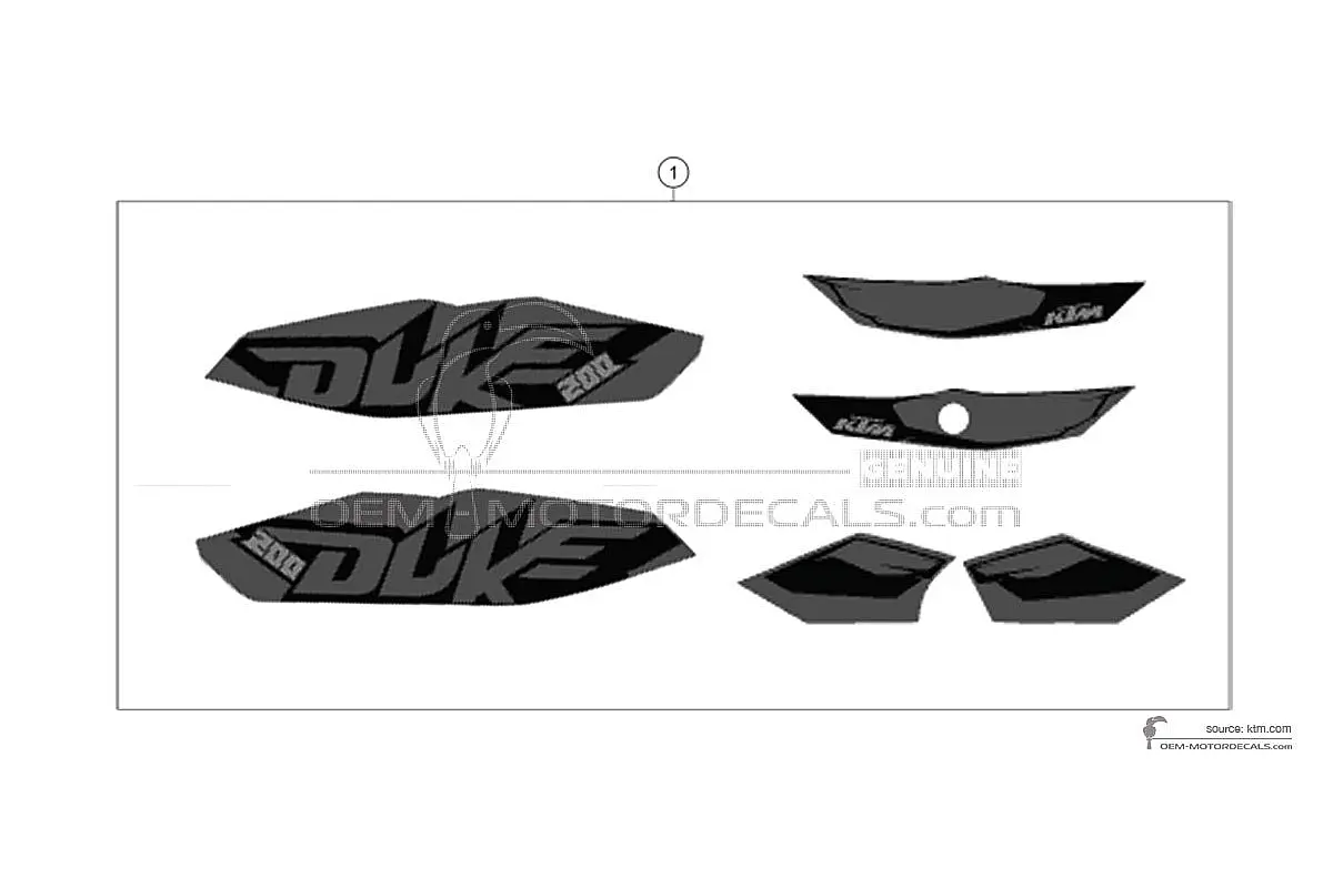 Adesivi per KTM 200 DUKE 2012 - Grigio • KTM Adesivi OEM