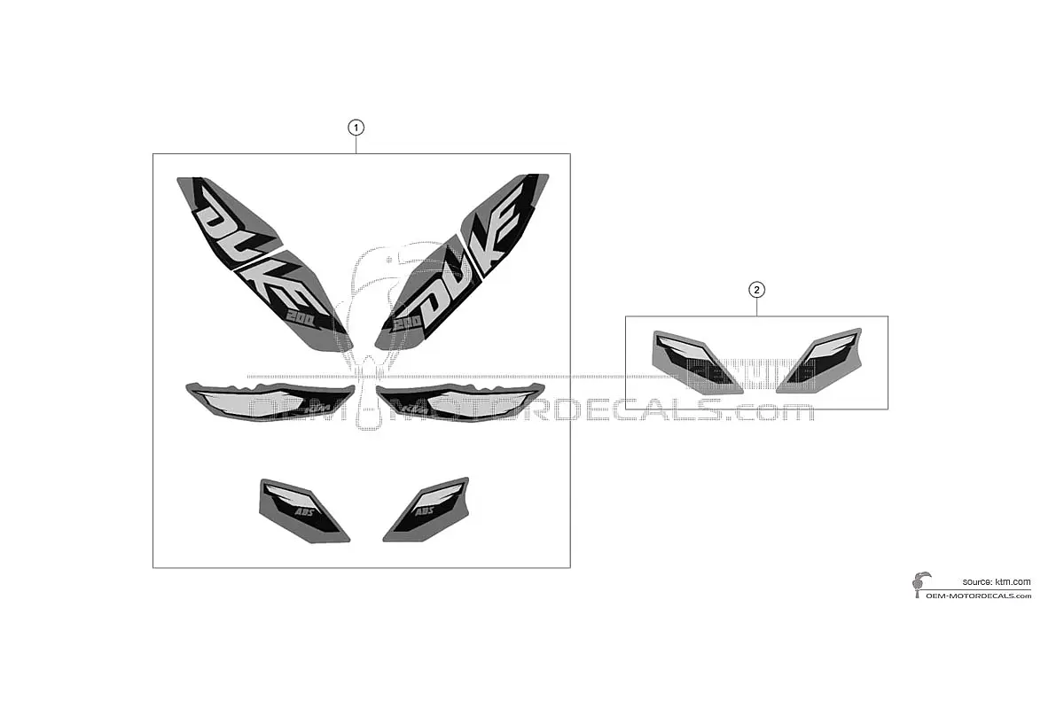 Adesivi per KTM 200 DUKE 2013 - Arancione • KTM Adesivi OEM