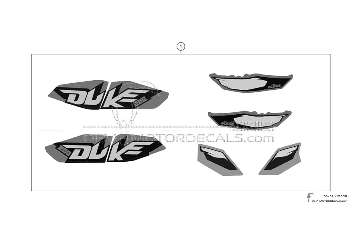 Autocollants pour KTM 200 DUKE 2016 - Orangé • KTM Autocollants OEM
