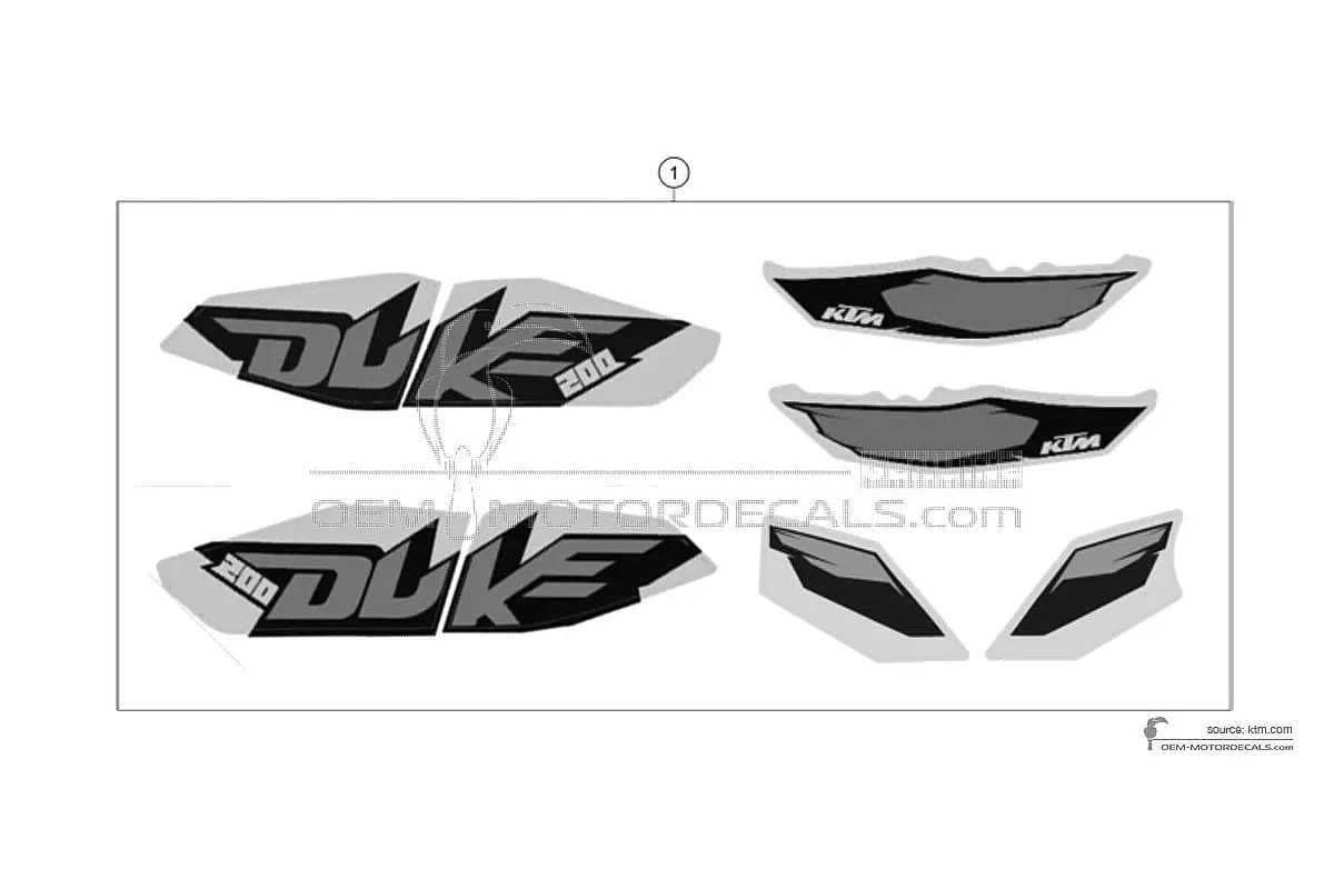 Decals for KTM 200 DUKE 2016 - White • KTM OEM Decals
