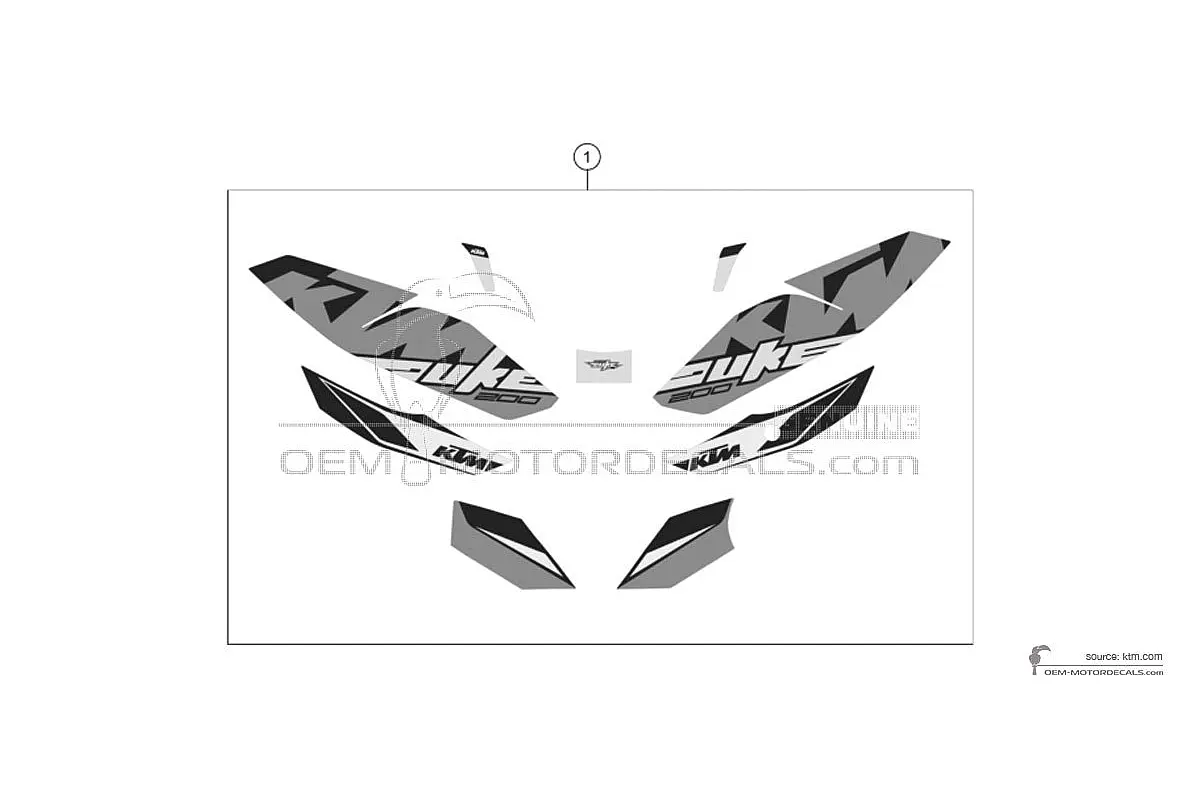 Adesivi per KTM 200 DUKE 2017 - Arancione • KTM Adesivi OEM