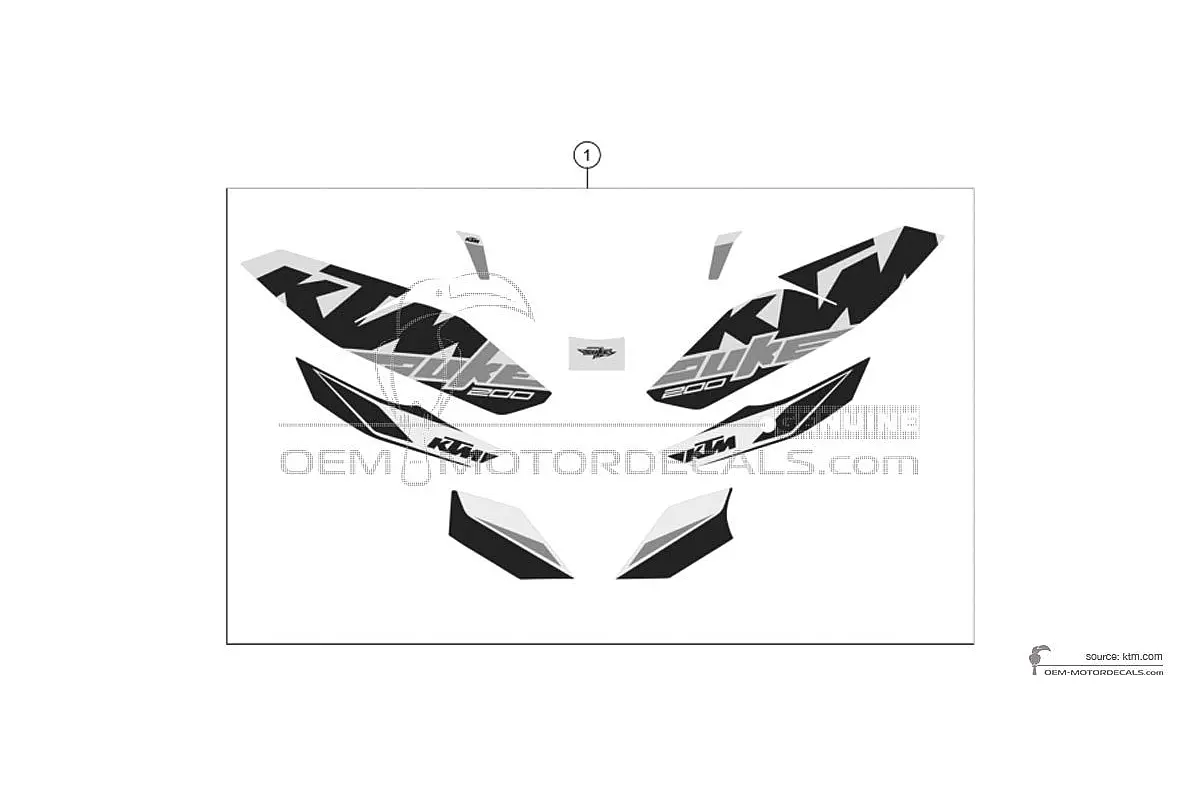 Autocollants pour KTM 200 DUKE 2019 - Noir • KTM Autocollants OEM