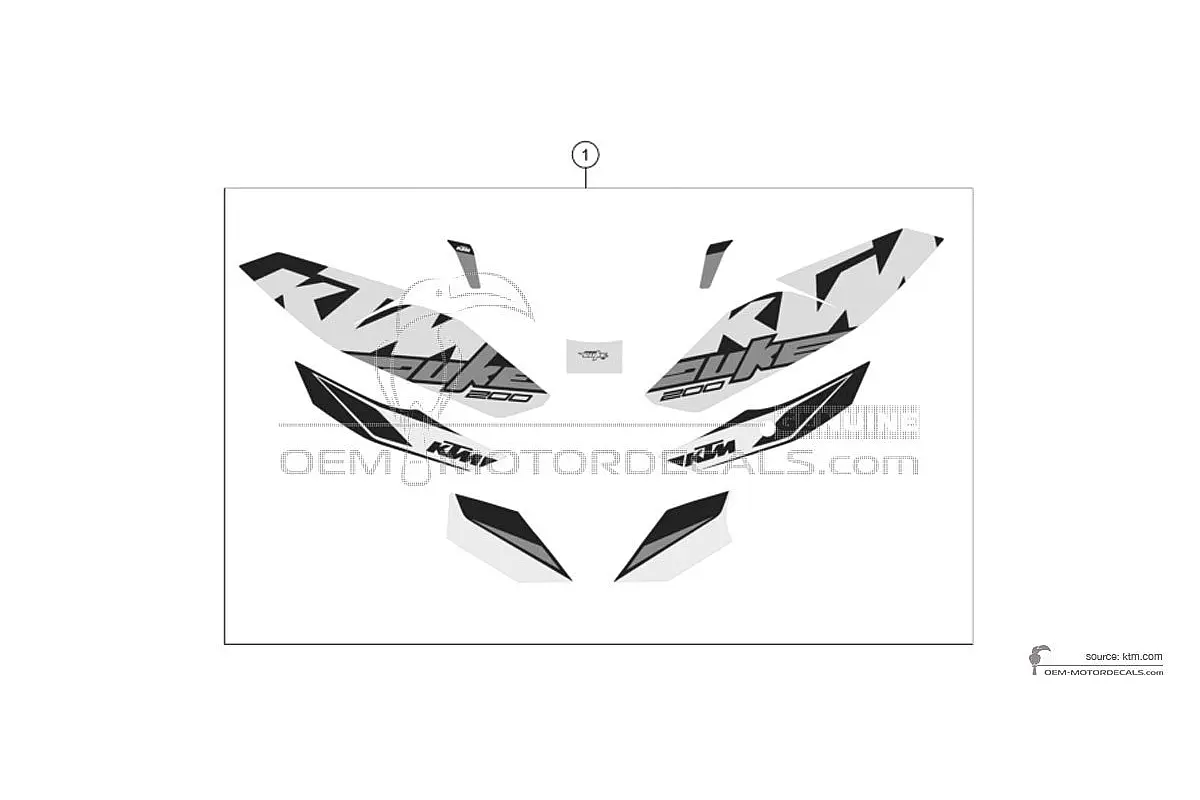 Adesivi per KTM 200 DUKE 2017 - Bianco • KTM Adesivi OEM