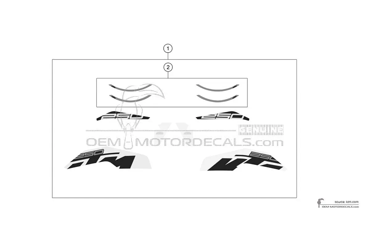 Autocollants pour KTM 250 DUKE 2017 - Blanc • KTM Autocollants OEM