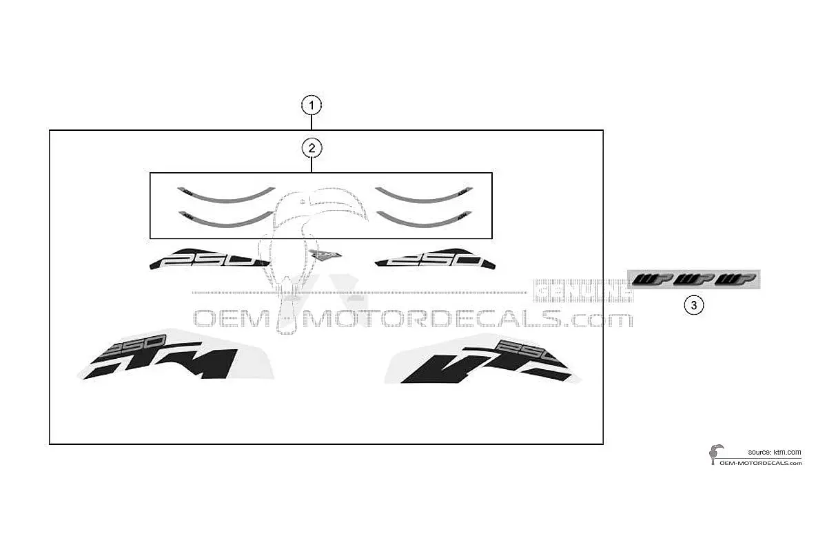 Decals for KTM 250 DUKE 2019 - White • KTM OEM Decals