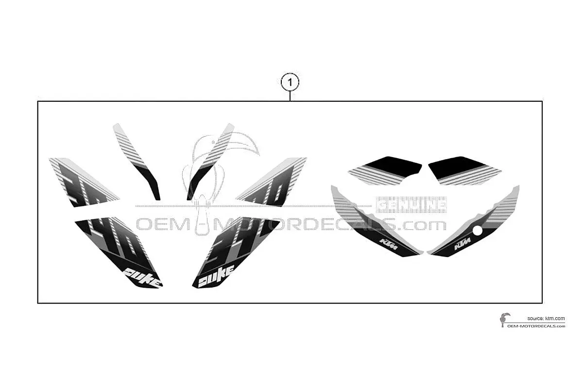 Stickers voor KTM 390 DUKE 2016 - Wit • KTM OEM Stickers