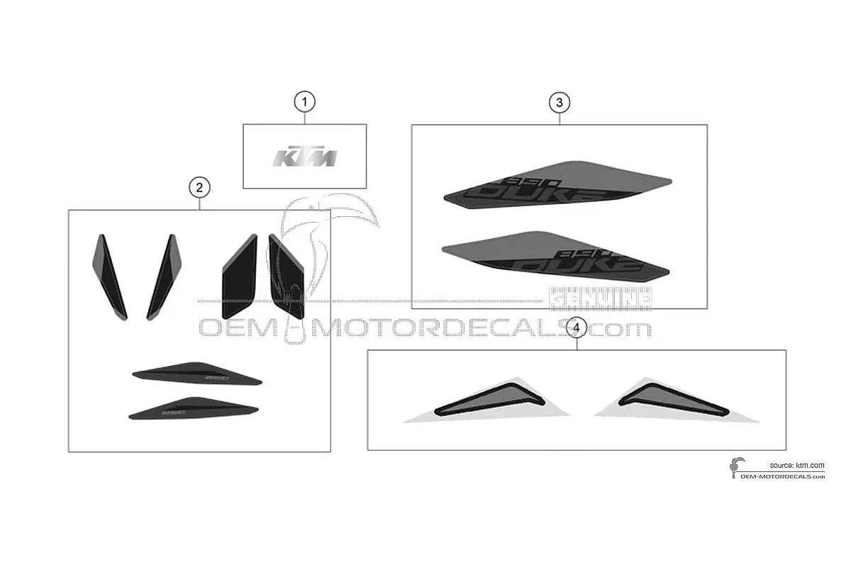 Stickers voor KTM 890 DUKE 2022 - Zwart • KTM OEM Stickers