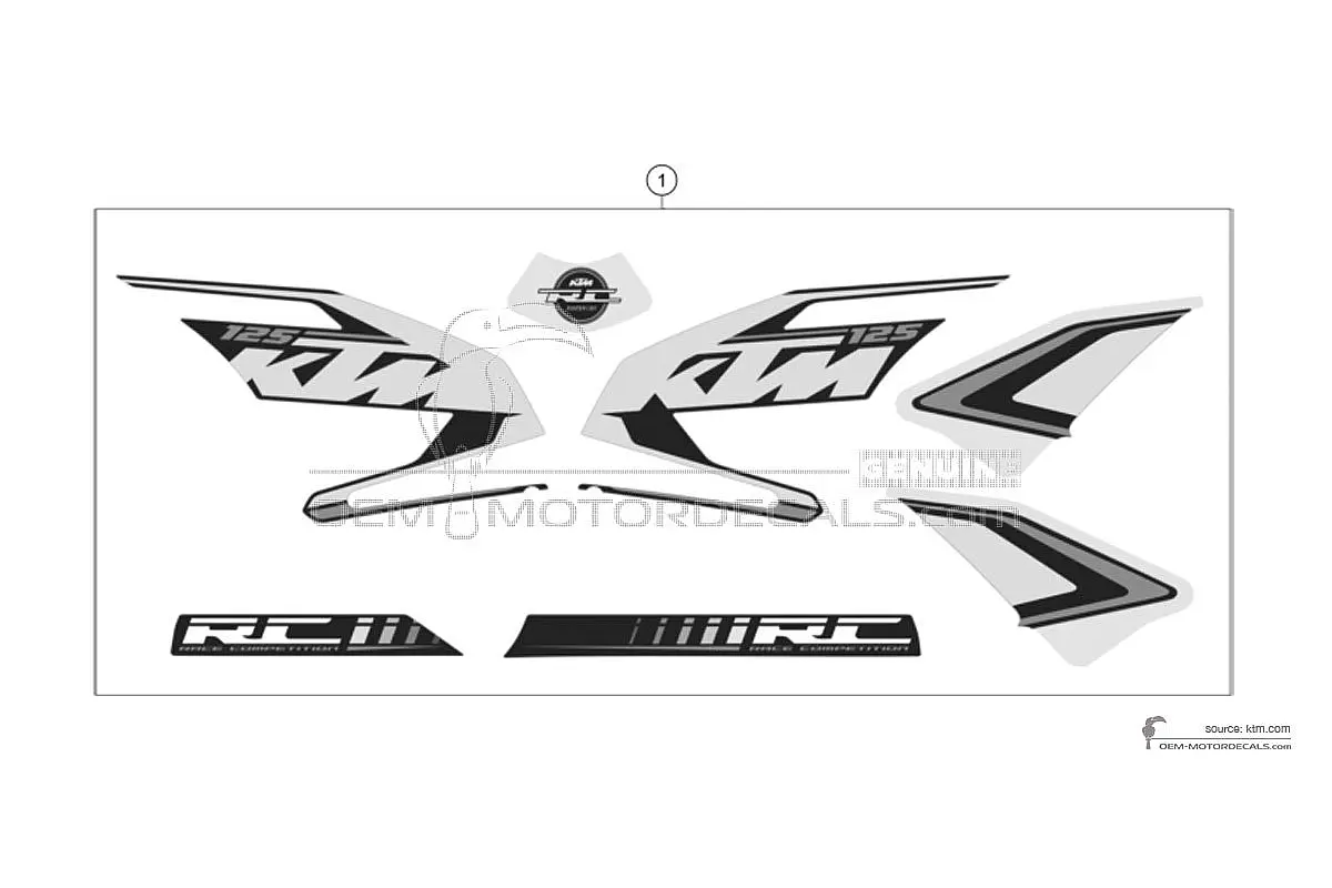 Stickers voor KTM RC125 2015 - Zwart • KTM OEM Stickers