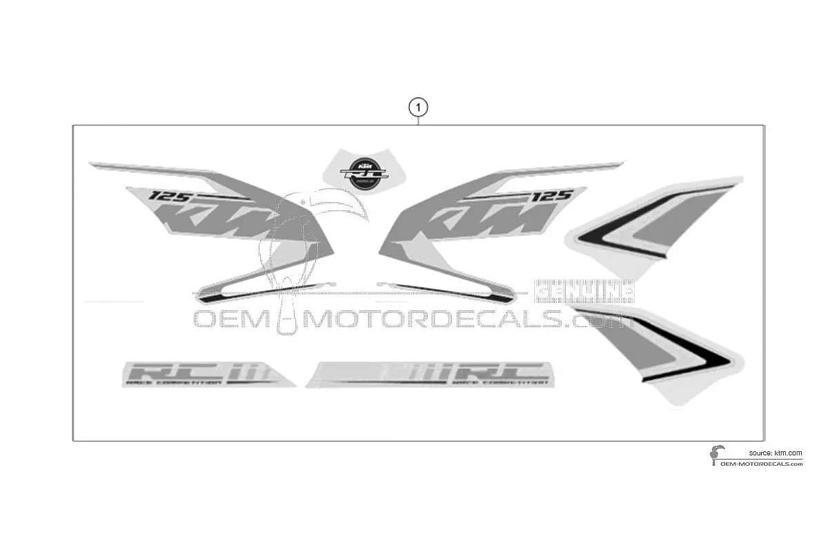 Adesivi per KTM RC125 2016 - Bianco • KTM Adesivi OEM