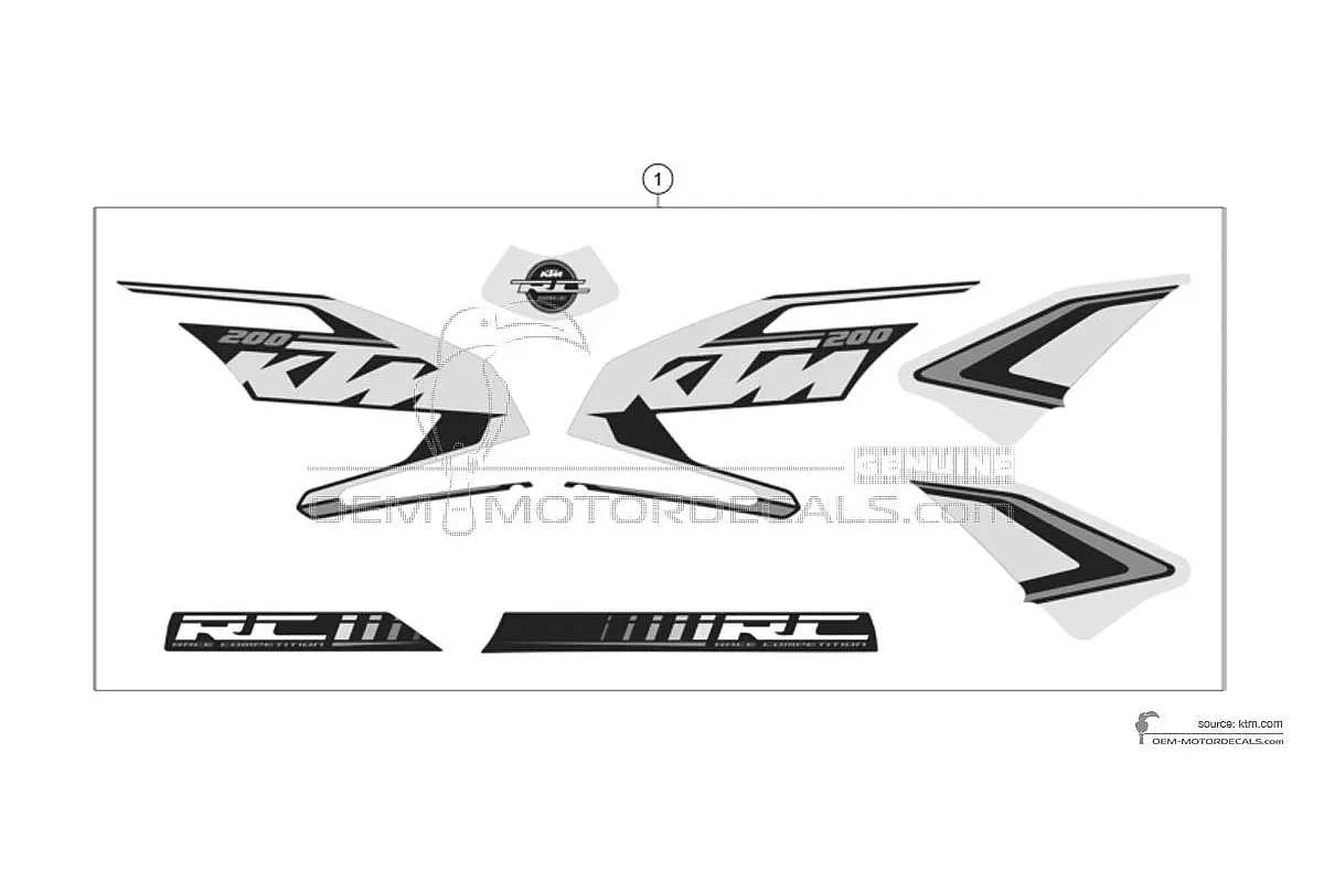 Decals for KTM RC200 2015 - Black • KTM OEM Decals
