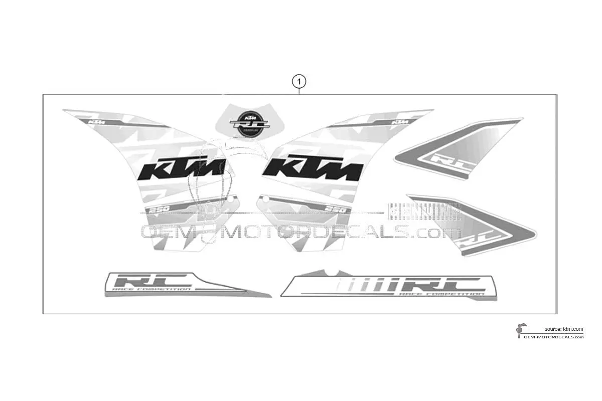 Naklejki do KTM RC250 2015 - Biały • KTM Naklejki OEM