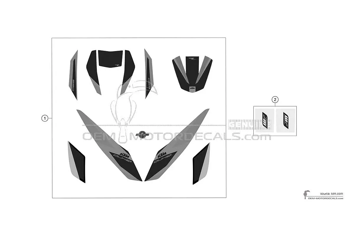 Aufkleber für KTM 690 DUKE R 2017 - Schwarz • KTM OEM-Aufkleber