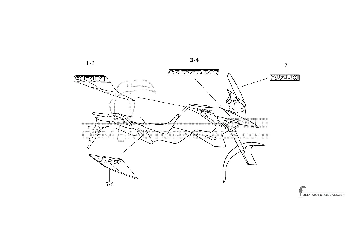 Autocollants pour Suzuki DL1050 VSTROM 2024 - Gris • Suzuki Autocollants OEM