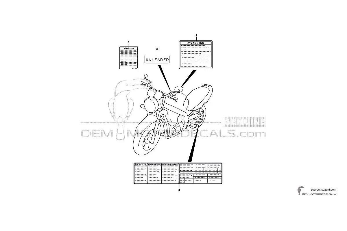 Decals for Suzuki GS500F - Caution labels • Suzuki OEM Decals