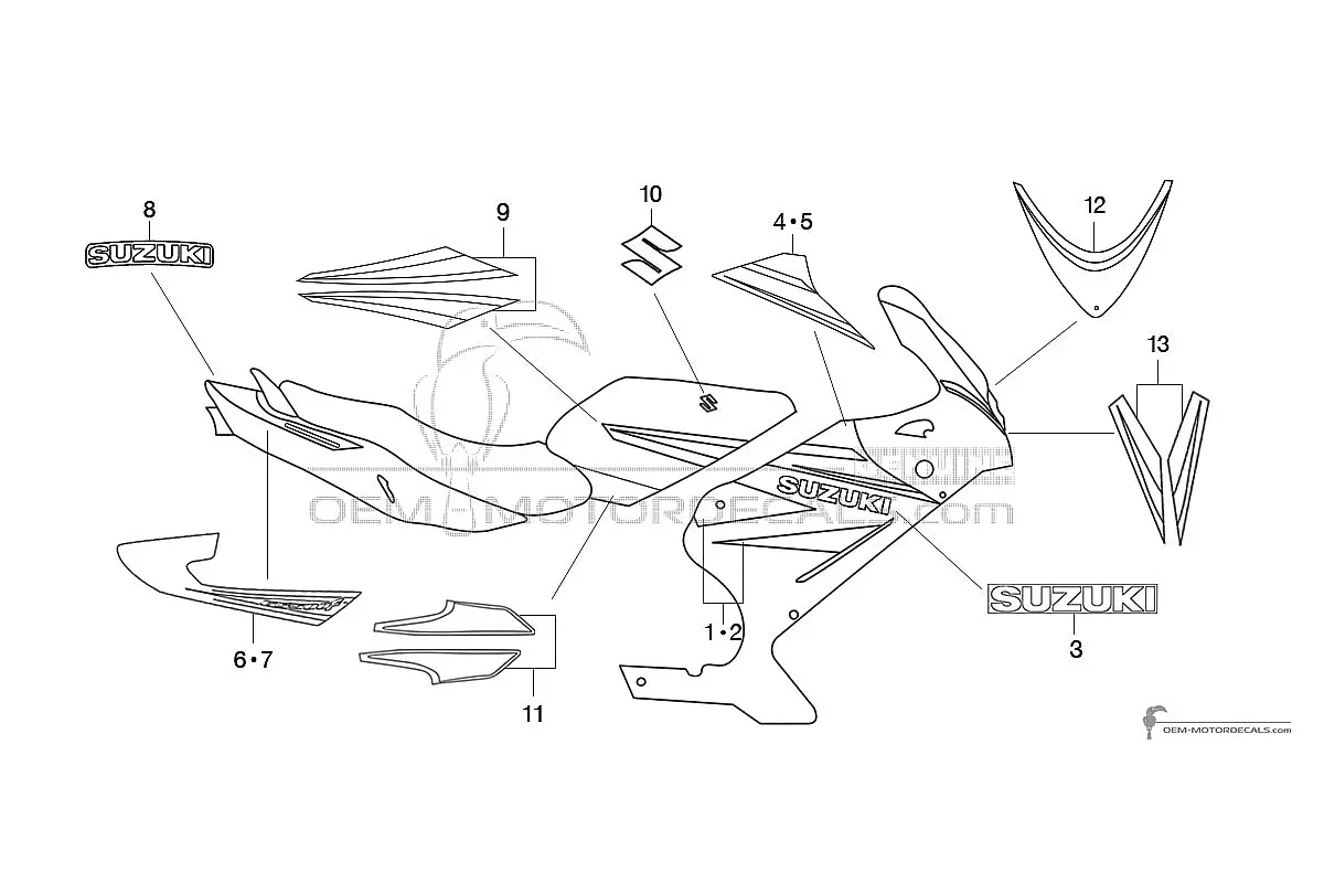 Decals for Suzuki GS500F 2007 - Black • Suzuki OEM Decals