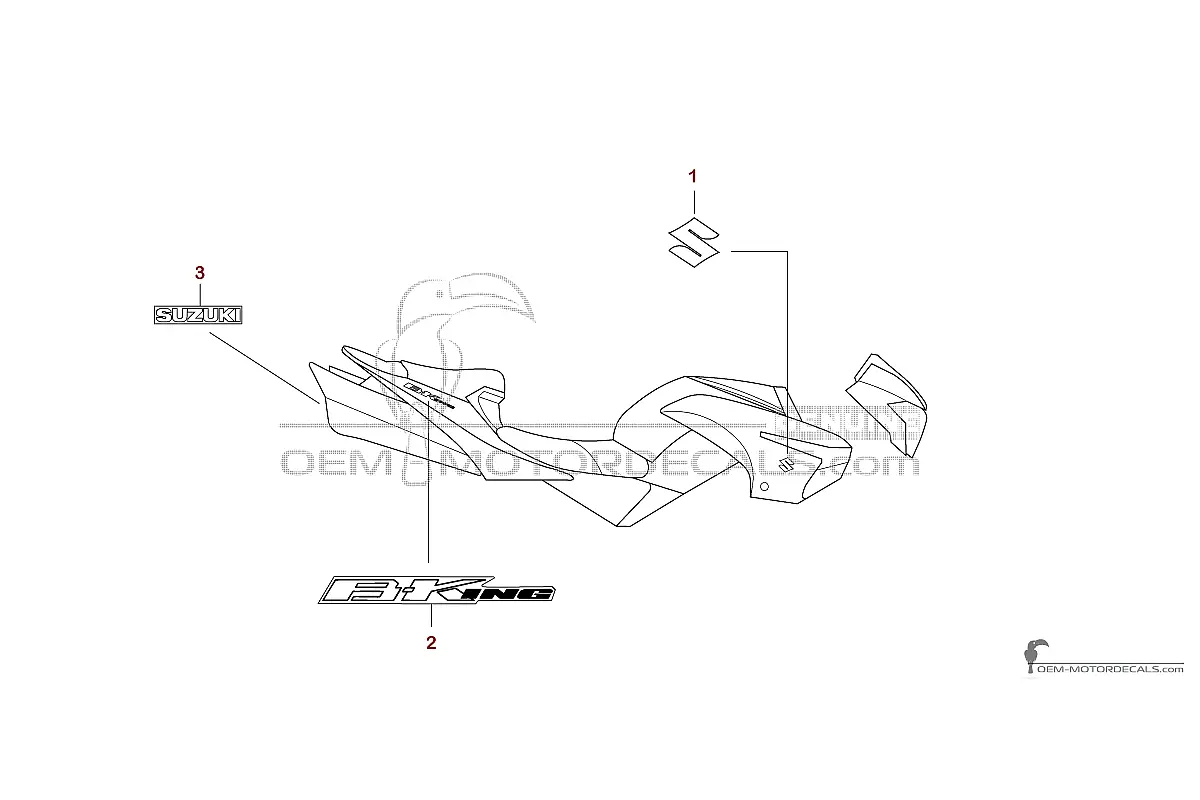 Adesivi per Suzuki GSX1300 B-KING 2009 - Bianco • Suzuki Adesivi OEM