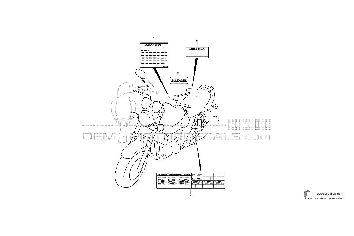 Aufkleber für Suzuki GSX1400 - Vorsichtsetiketten • Suzuki OEM-Aufkleber
