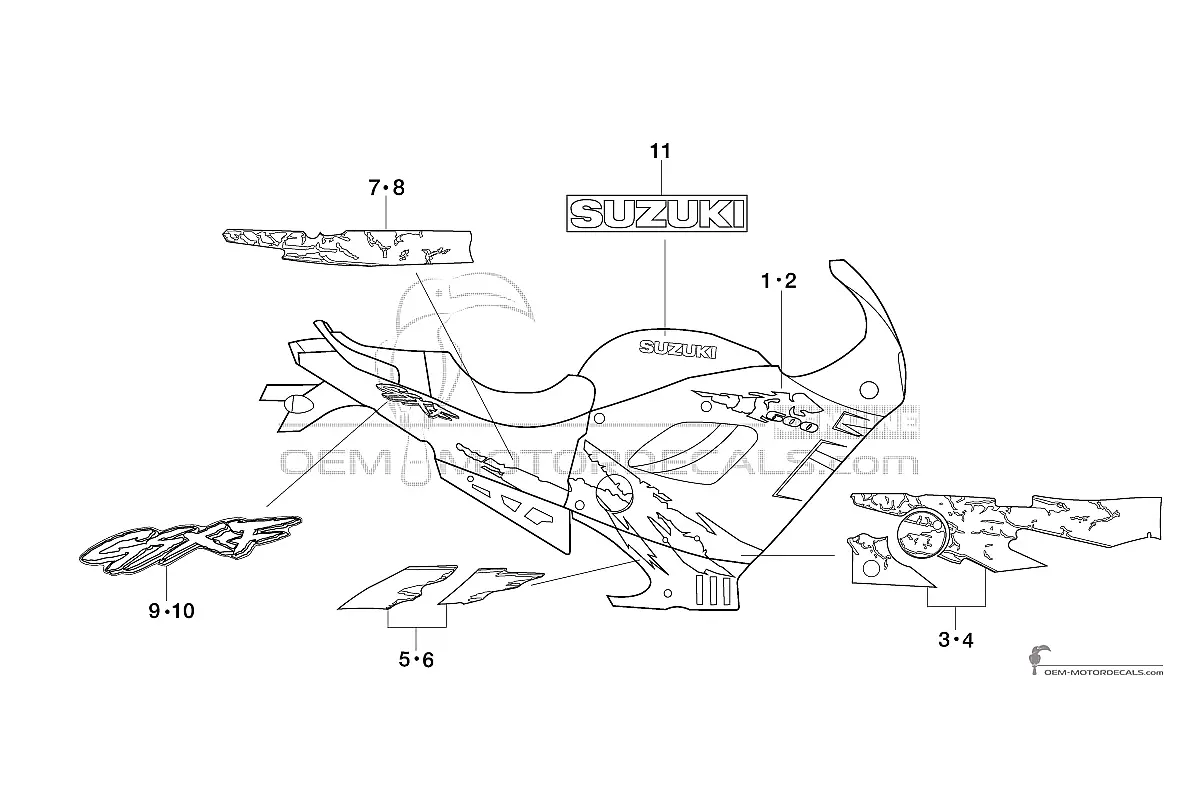 Aufkleber für Suzuki GSX600F 1995 - Grün • Suzuki OEM-Aufkleber