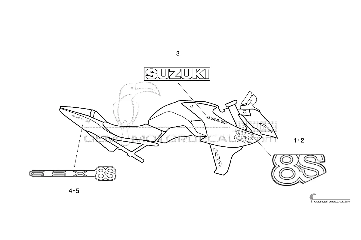 Stickers voor Suzuki GSX8S 2023 - Zwart • Suzuki OEM Stickers
