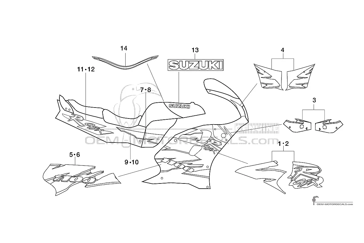 Decals for Suzuki GSXR1100 1995 - Blue • Suzuki OEM Decals