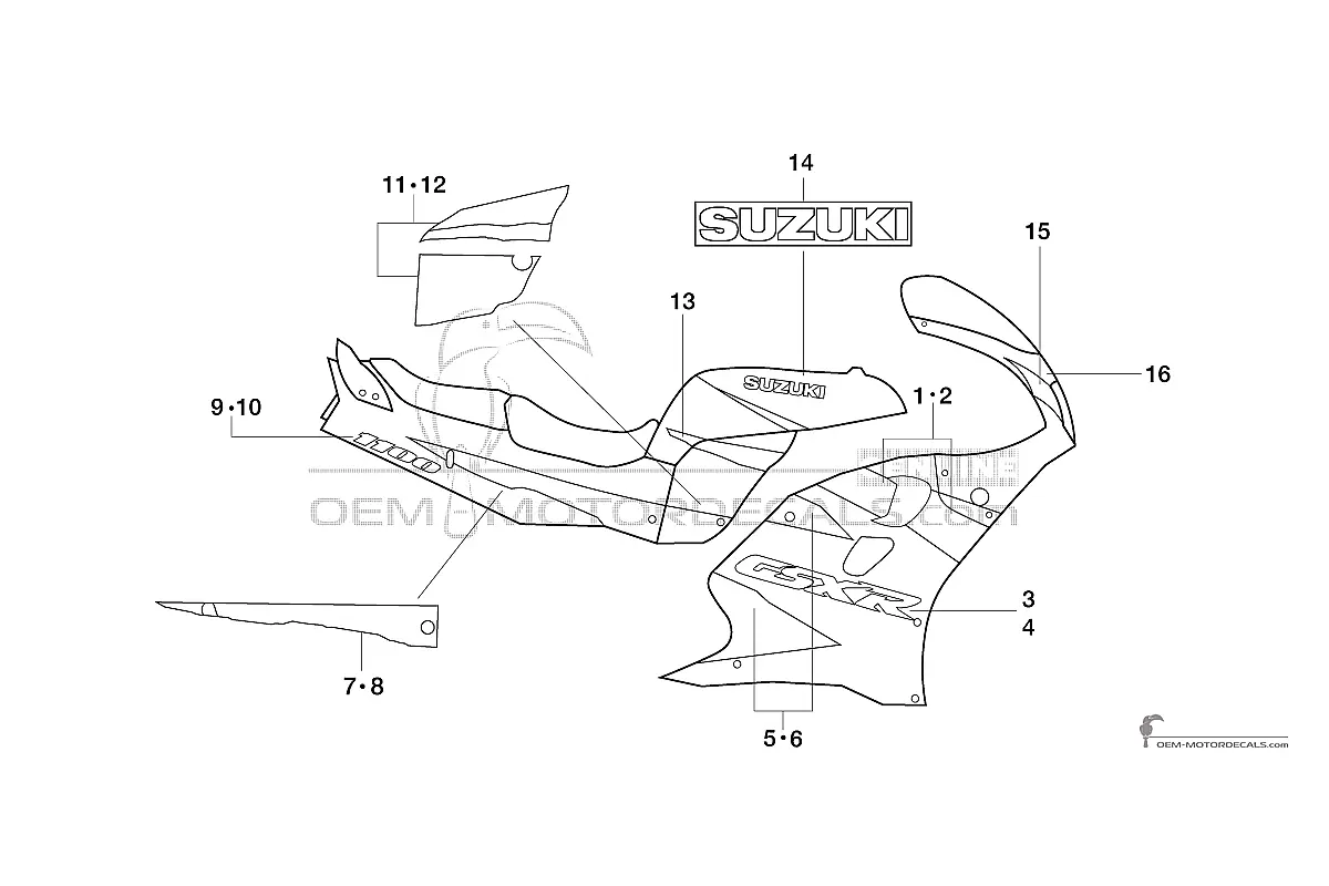 Naklejki do Suzuki GSXR1100 1996 - Fioletowy • Suzuki Naklejki OEM