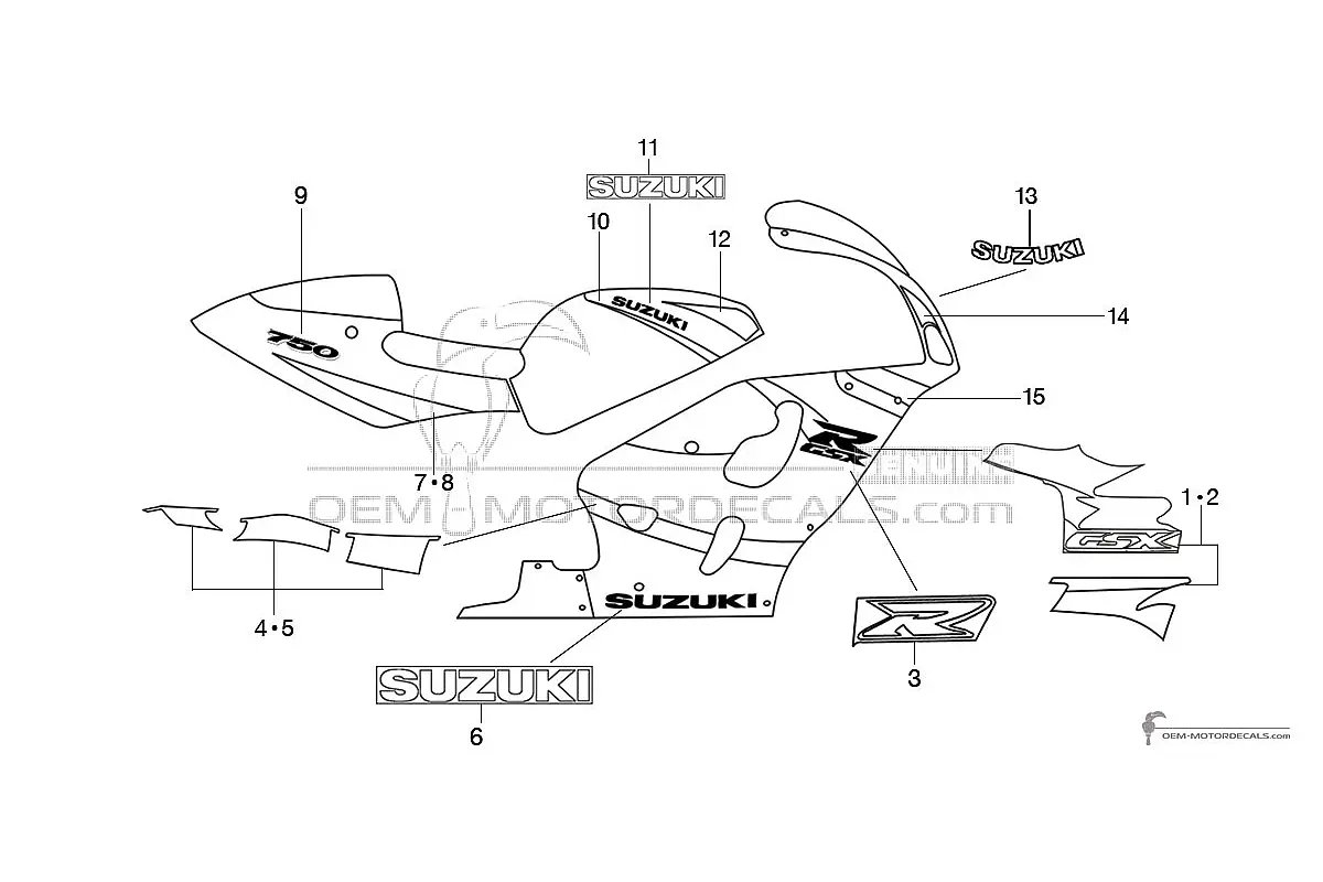 Pegatinas para  - Negro • Suzuki Pegatinas OEM