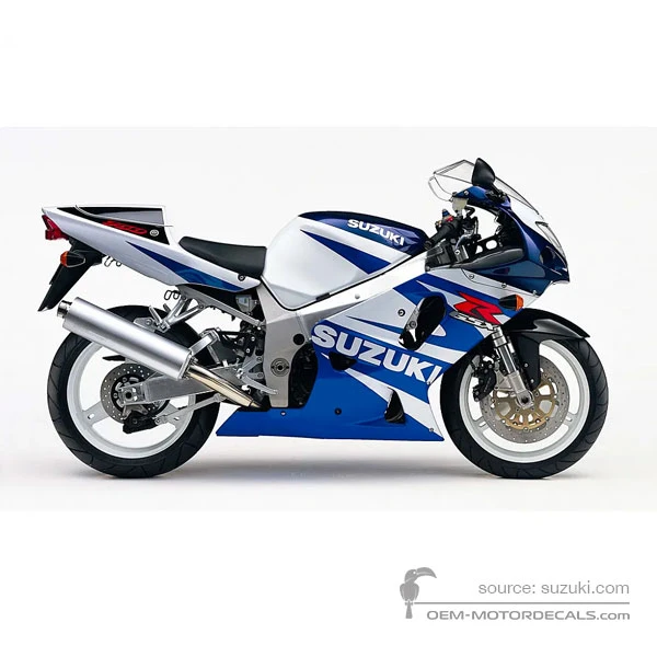 Autocollants pour Suzuki GSXR750 2002 - Bleu Blanc • Suzuki Autocollants OEM