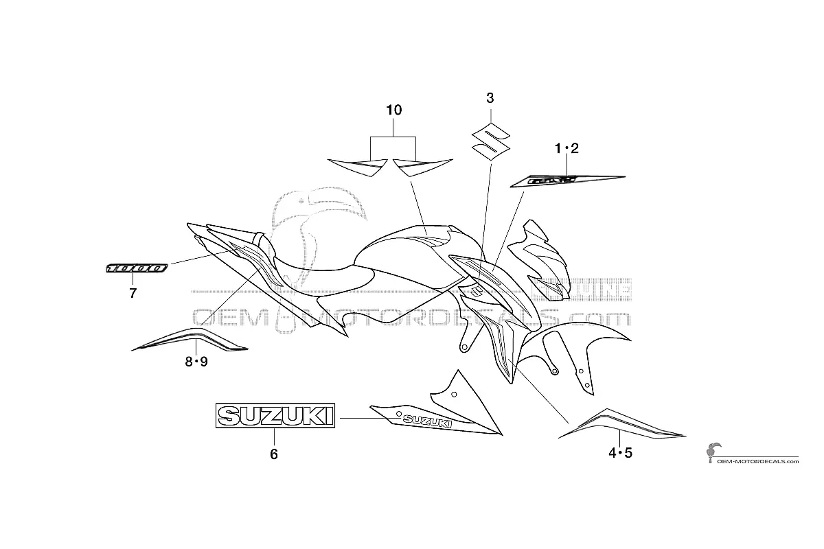 Decals for Suzuki GSXS1000 2018 - White • Suzuki OEM Decals