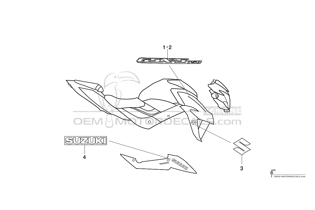 Stickers voor Suzuki GSXS750 2017 - Rood • Suzuki OEM Stickers