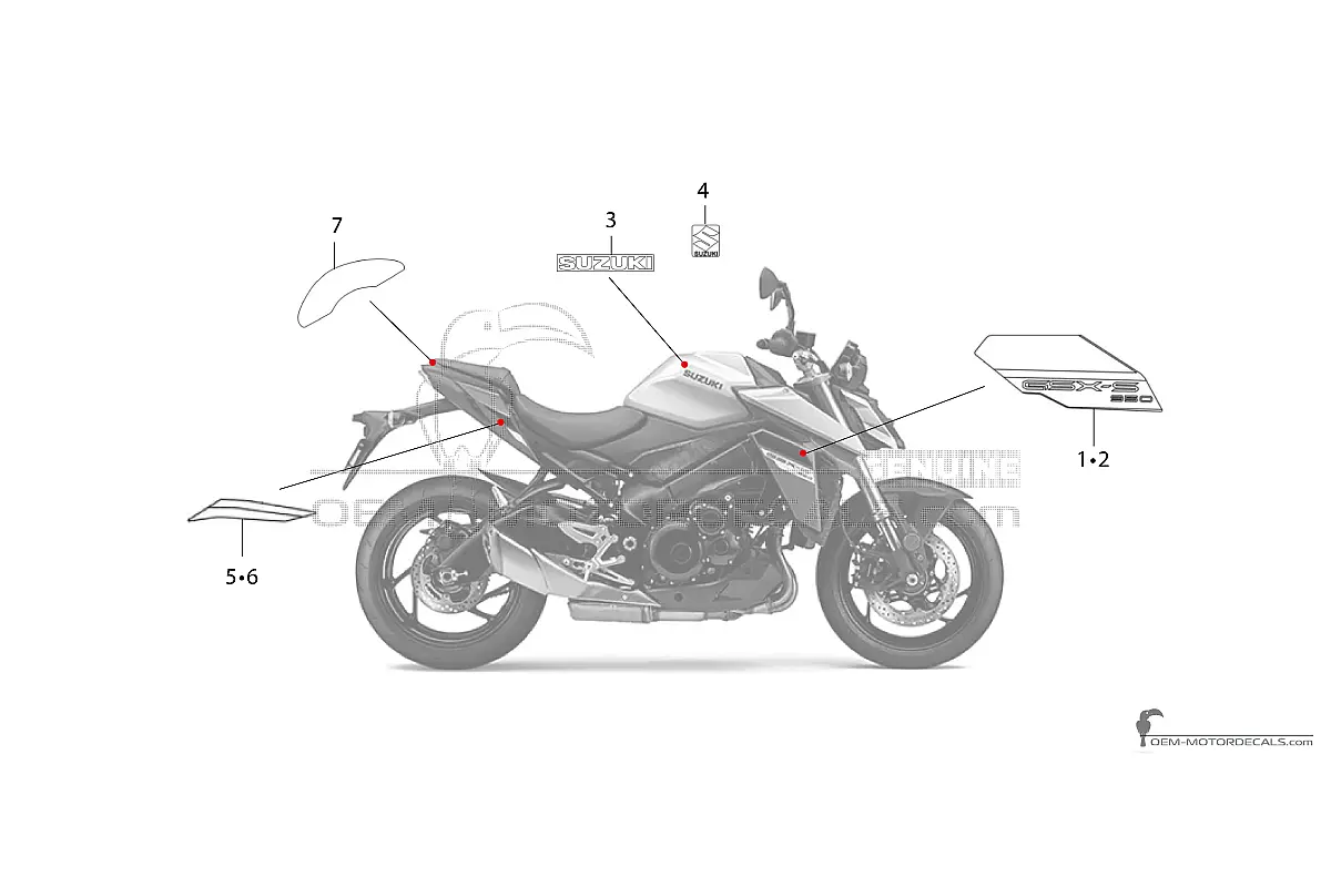 Pegatinas para Suzuki GSXS950 2024 - Plata • Suzuki Pegatinas OEM
