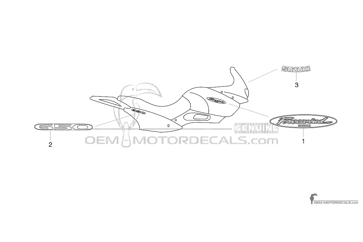 Pegatinas para Suzuki XF650 FREEWIND 1997 - Plata • Suzuki Pegatinas OEM