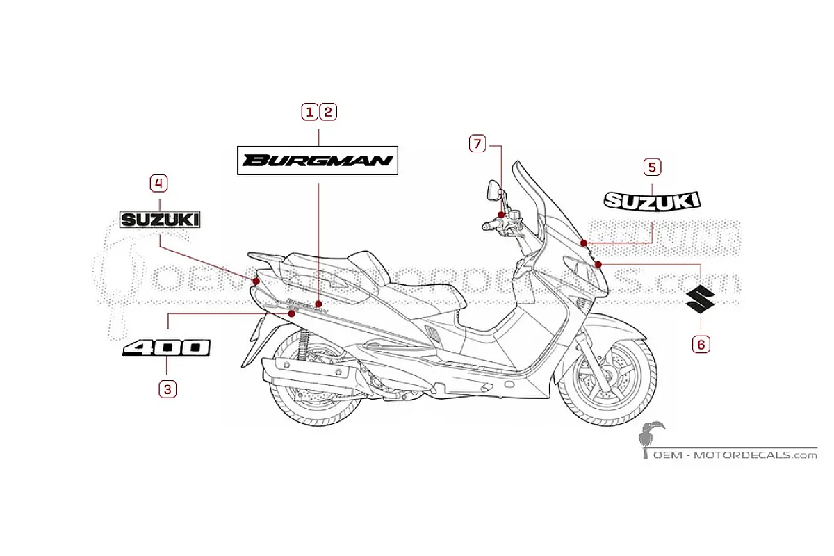 Naklejki do Suzuki AN400 BURGMAN 1999 • Suzuki Naklejki OEM