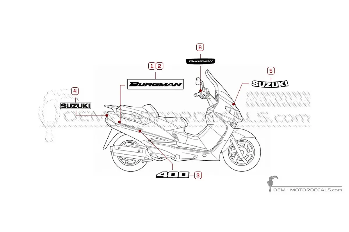 Aufkleber für Suzuki AN400 BURGMAN 2001 • Suzuki OEM-Aufkleber
