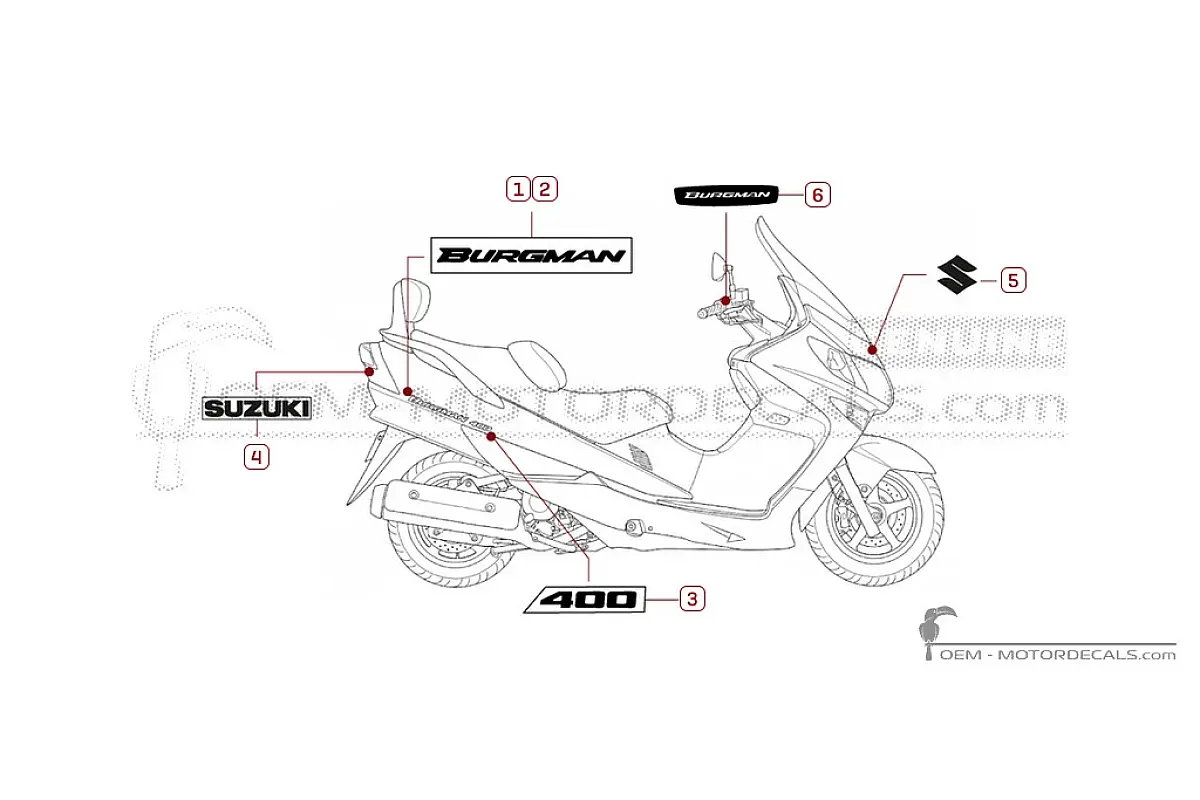 Adesivi per Suzuki AN400 BURGMAN 2006 • Suzuki Adesivi OEM