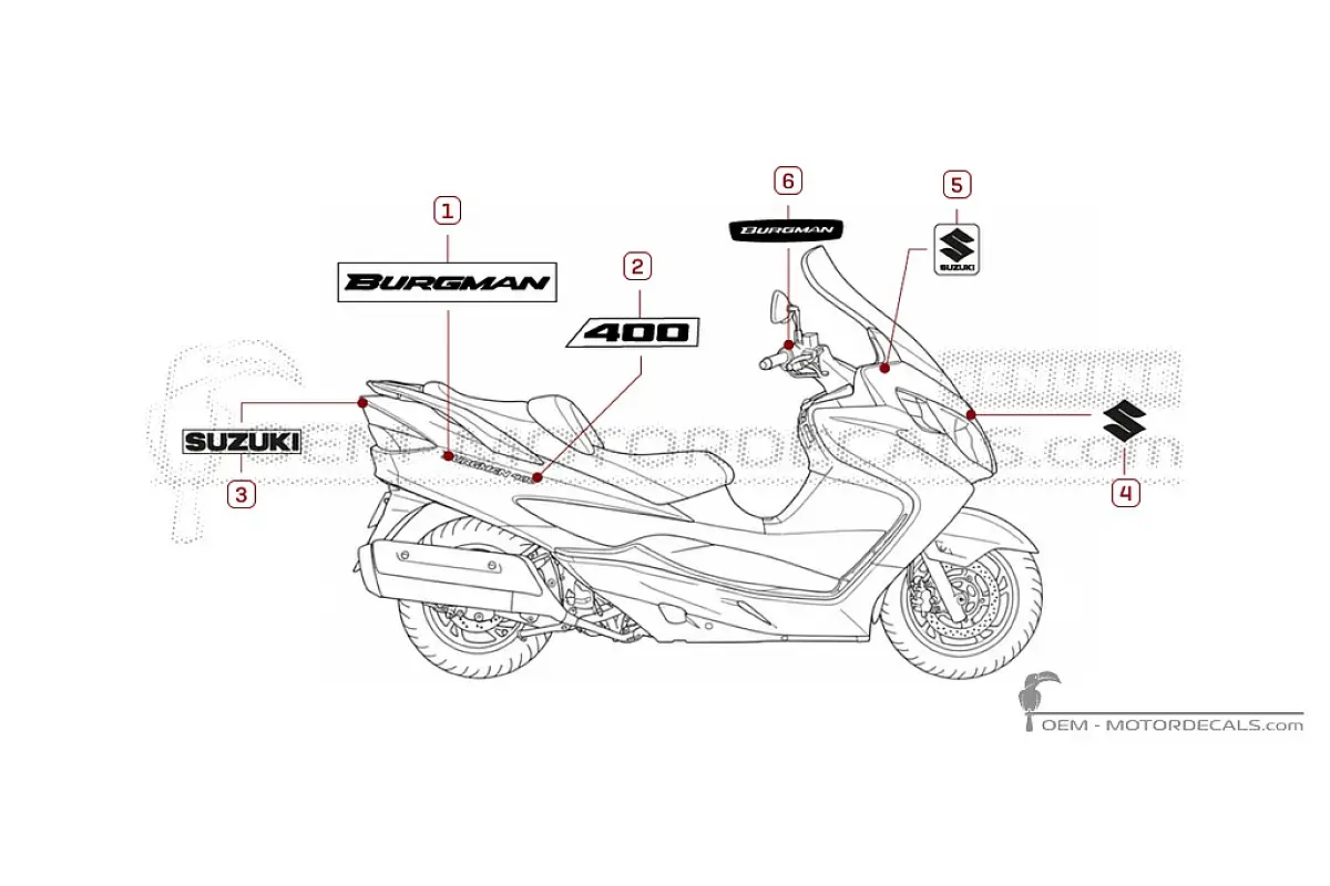 Naklejki do Suzuki AN400 BURGMAN 2009 • Suzuki Naklejki OEM