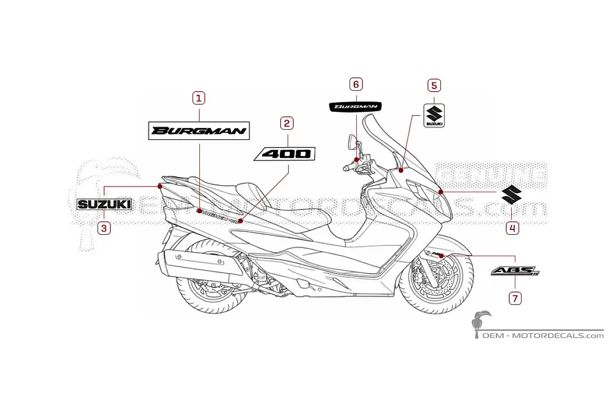 Aufkleber für Suzuki AN400 BURGMAN 2010 • Suzuki OEM-Aufkleber