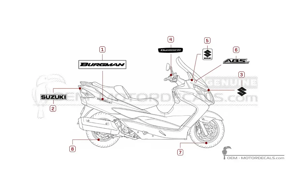 Stickers voor Suzuki AN400 BURGMAN 2012 • Suzuki OEM Stickers
